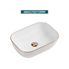 Ceramic Bathroom Vessel Sink with Gold Edge Countertop Vanity Sink