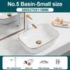 Ceramic Bathroom Vessel Sink with Gold Edge Countertop Vanity Sink