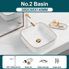 Ceramic Bathroom Vessel Sink with Gold Edge Countertop Vanity Sink