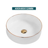 Ceramic Bathroom Vessel Sink with Gold Edge Countertop Vanity Sink