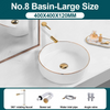 Ceramic Bathroom Vessel Sink with Gold Edge Countertop Vanity Sink