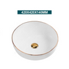 Ceramic Bathroom Vessel Sink with Gold Edge Countertop Vanity Sink