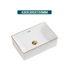 Ceramic Bathroom Vessel Sink with Gold Edge Countertop Vanity Sink