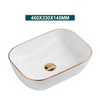 Ceramic Bathroom Vessel Sink with Gold Edge Countertop Vanity Sink