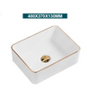 Ceramic Bathroom Vessel Sink with Gold Edge Countertop Vanity Sink
