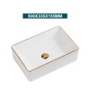 Ceramic Bathroom Vessel Sink with Gold Edge Countertop Vanity Sink