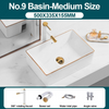Ceramic Bathroom Vessel Sink with Gold Edge Countertop Vanity Sink