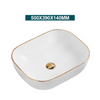 Ceramic Bathroom Vessel Sink with Gold Edge Countertop Vanity Sink