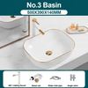 Ceramic Bathroom Vessel Sink with Gold Edge Countertop Vanity Sink