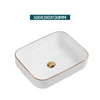 Ceramic Bathroom Vessel Sink with Gold Edge Countertop Vanity Sink