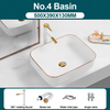 Ceramic Bathroom Vessel Sink with Gold Edge Countertop Vanity Sink
