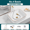 Ceramic Bathroom Vessel Sink with Gold Edge Countertop Vanity Sink