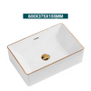 Ceramic Bathroom Vessel Sink with Gold Edge Countertop Vanity Sink