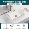 Ceramic Bathroom Vessel Sink with Gold Edge Countertop Vanity Sink