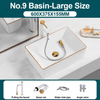 Ceramic Bathroom Vessel Sink with Gold Edge Countertop Vanity Sink