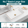 Ceramic Bathroom Vessel Sink with Gold Edge Countertop Vanity Sink
