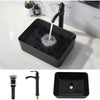 Ceramic Matte Black Finish Bathroom Vessel Sink and Faucet Combo Set