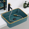 Ceramic Modern Semi-Embedded Square Bathroom Guest Wash Basin Sink