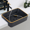 Ceramic Modern Semi-Embedded Square Bathroom Guest Wash Basin Sink