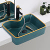 Ceramic Modern Semi-Embedded Square Bathroom Guest Wash Basin Sink