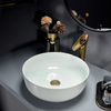 Ceramic Round Bowl Sink with Faucet Combo Countertop Vessel Basin Sink