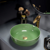 Ceramic Round Bowl Sink with Faucet Combo Countertop Vessel Basin Sink