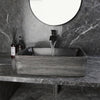 Ceramic Vessel Basin Bathroom Sink with Waterfall Faucet and Drain