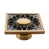 Copper Brass Floor Drains Square Flower Art Carved Toilet Drain Cover