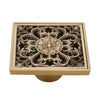Copper Brass Floor Drains Square Flower Art Carved Toilet Drain Cover