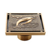 Copper Brass Floor Drains Square Flower Art Carved Toilet Drain Cover