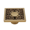 Copper Brass Floor Drains Square Flower Art Carved Toilet Drain Cover