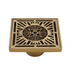 Copper Brass Floor Drains Square Flower Art Carved Toilet Drain Cover
