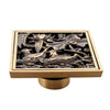 Copper Brass Floor Drains Square Flower Art Carved Toilet Drain Cover