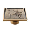Copper Brass Floor Drains Square Flower Art Carved Toilet Drain Cover