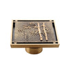 Copper Brass Floor Drains Square Flower Art Carved Toilet Drain Cover