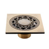 Copper Brass Floor Drains Square Flower Art Carved Toilet Drain Cover