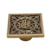 Copper Brass Floor Drains Square Flower Art Carved Toilet Drain Cover