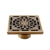 Copper Brass Floor Drains Square Flower Art Carved Toilet Drain Cover