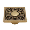 Copper Brass Floor Drains Square Flower Art Carved Toilet Drain Cover