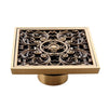 Copper Brass Floor Drains Square Flower Art Carved Toilet Drain Cover