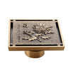 Copper Brass Floor Drains Square Flower Art Carved Toilet Drain Cover