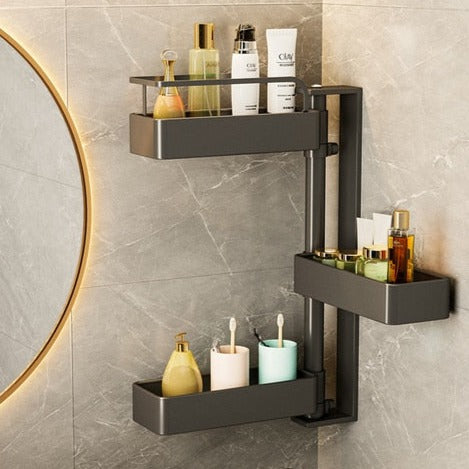 Bathroom Storage Shelf Shower Snap Up Corner Shelf Shampoo Holder Basket  Shelf Wall Shelves for Kitchen Bathroom