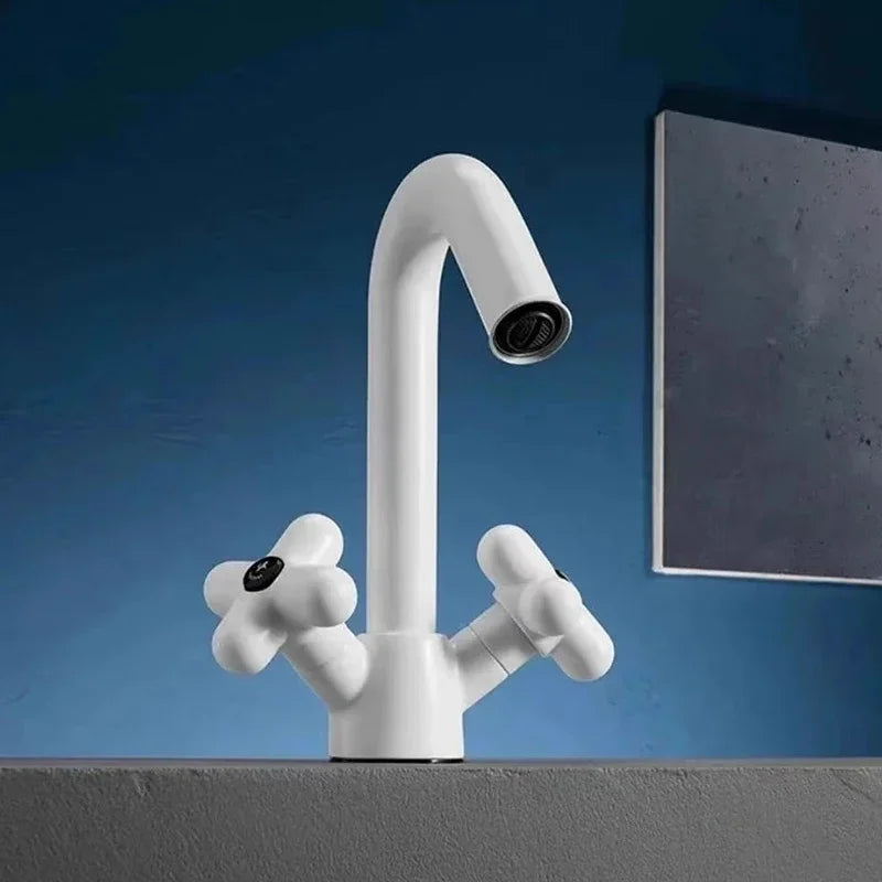 Cute Flower Double Handles Bathroom Kids Basin Sink Faucet Water