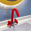 Cute Flower Double Handles Bathroom Kids Basin Sink Faucet Water Mixer