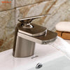 Deck Mounted Basin waterfall Faucet Mixer Sink Tap Brass Brushed Taps