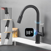 Digital Display Brass Kitchen Faucet 3 Mode Spout Pull Out Sink Faucet