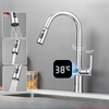 Digital Display Brass Kitchen Faucet 3 Mode Spout Pull Out Sink Faucet