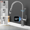 Digital Display Brass Kitchen Faucet 3 Mode Spout Pull Out Sink Faucet