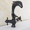 Dolphin Style Black Oil Rubbed Bronze Deck Mounted Bathroom Basin Faucet