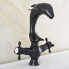 Dolphin Style Black Oil Rubbed Bronze Deck Mounted Bathroom Basin Faucet